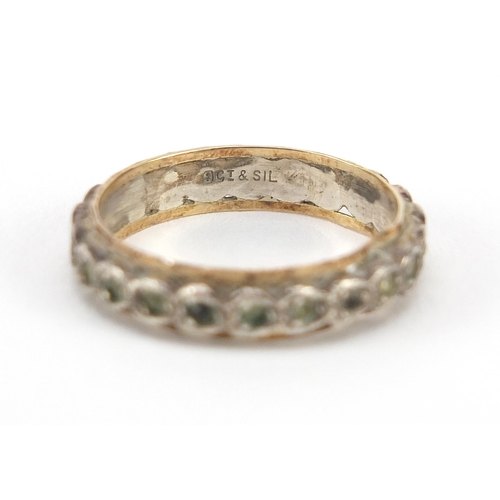 893 - 9ct gold and silver clear stone eternity ring, size R, 3.3g