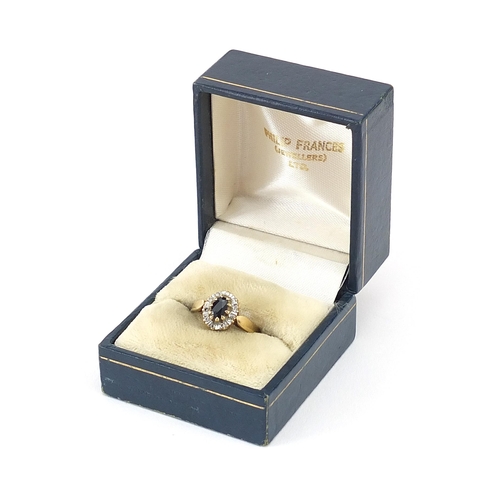 868 - 9ct gold sapphire and diamond ring size N, 2.6g