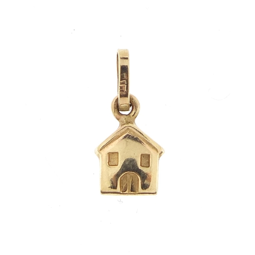 1053 - 9ct gold house charm, 1cm high, 0.4g