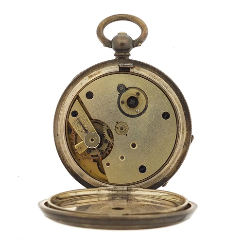 1170 - H E Peck, gentlemen's silver open face pocket watch with enamel dial, 50mm in diameter