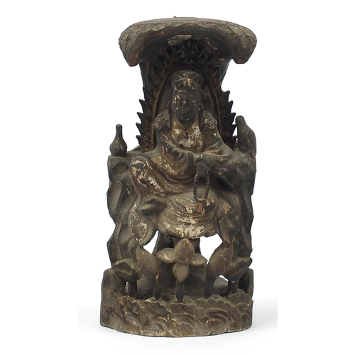 1481 - Chinese lacquered wood carving of a deity, 29cm high