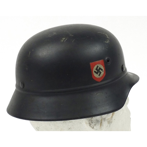 611 - German military interest Luftschutz Police M40 helmet with liner, impressed marks to the interior