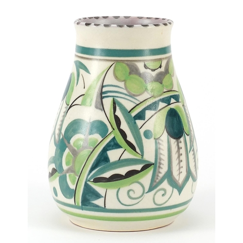 1387 - Poole Pottery vase hand painted with stylised flowers, 15cm high