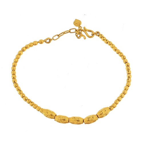 753 - Unmarked high carat gold bracelet, (tests as 18ct +), the vendor was informed this is pure gold on p... 