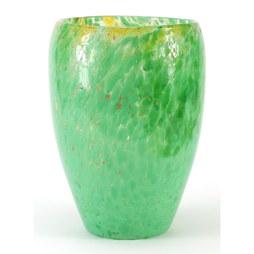 423 - Large Scottish mottled art glass vase, possibly by Monart or Vasart, 25.5cm high