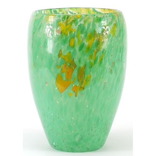 423 - Large Scottish mottled art glass vase, possibly by Monart or Vasart, 25.5cm high