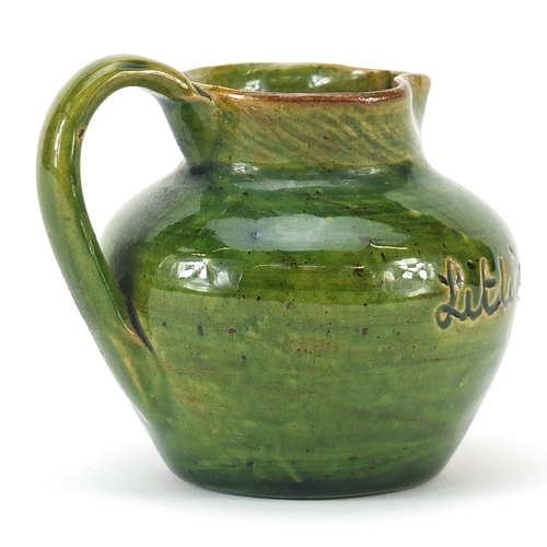 1294 - Dicker ware jug incised Littlington Gardens, 6cm high