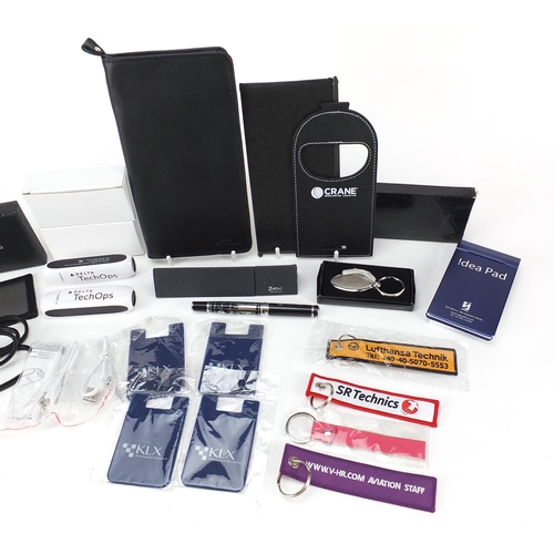 1241 - Aviation memorabilia including keyrings, pen, magnetic crocodile clips and travel wallet