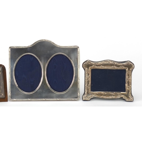 272 - Four Victorian and later silver photo frames, various hallmarks, the largest 17cm x 15cm