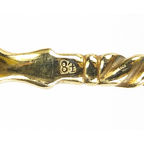 368 - Silver gilt and enamel spoon, impressed Russian marks, 13cm in length, 40.6g