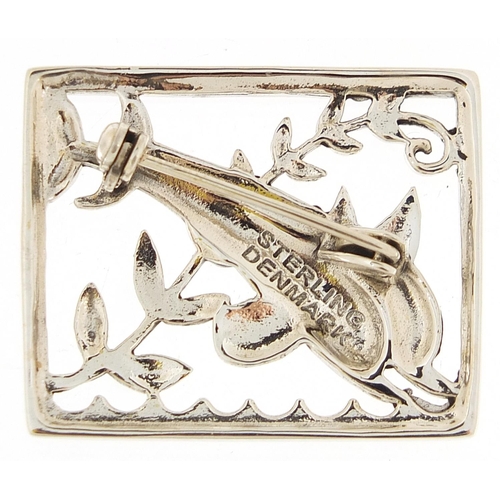 1161 - Modernist sterling silver dolphin brooch, 3.5cm high, 10.2g