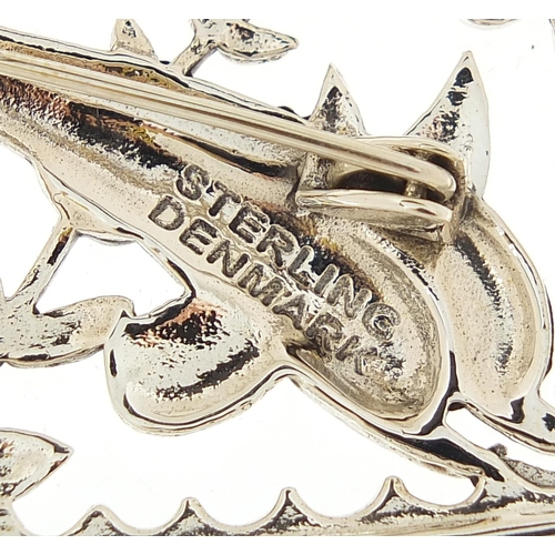 1161 - Modernist sterling silver dolphin brooch, 3.5cm high, 10.2g