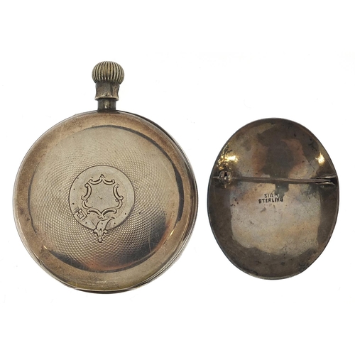 1083 - E Dobell, Victorian gentlemen's silver open face pocket watch and a Siam sterling silver and enamel ... 