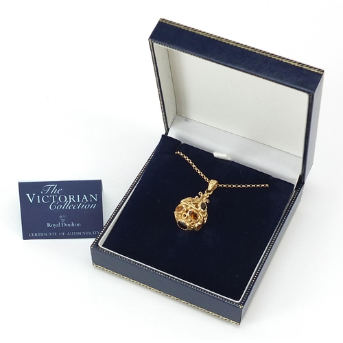 869 - The Victoria Collection 14ct gold citrine and garnet fob on a 14ct gold necklace with certificate, i... 