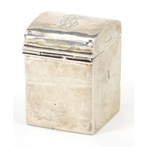 73 - Stuart Clifford & Co, Edwardian silver box with hinged lid, London 1908, 5.2cm H x 3.8cm W x 3.8cm D... 