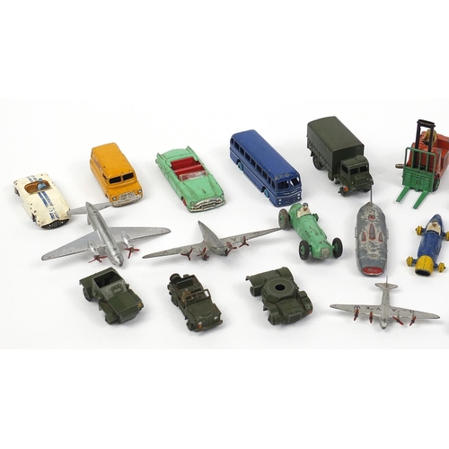 742 - Collection of vintage Dinky diecast vehicles and aeroplanes including Red Cross van and racing cars