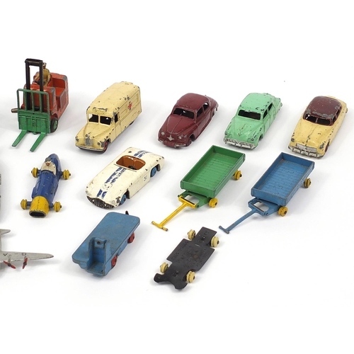 742 - Collection of vintage Dinky diecast vehicles and aeroplanes including Red Cross van and racing cars