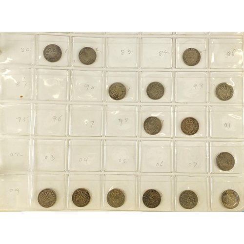 1290 - Victorian and later British coinage including silver threepenny bits arranged in an album