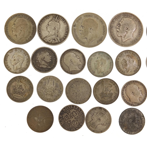 312 - George III and later British coinage, some silver including half crowns and florins, 179g