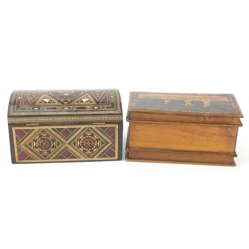 1192 - Two jewellery boxes to including Moorish design inlaid jewellery box with lift out tray and a Sorren... 