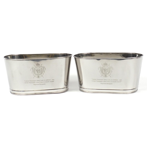 517 - Pair of Champagne buckets with Napoleon Bonaparte and Lily Bollinger mottoes, 18.5cm H x 35cm W x 20... 