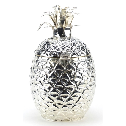 190 - Large silver plated pineapple ice bucket, 33cm high