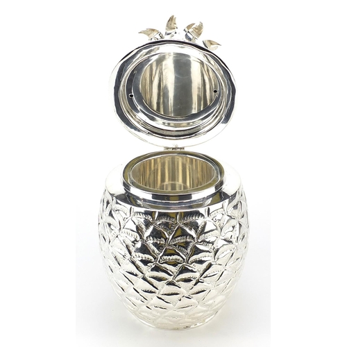 190 - Large silver plated pineapple ice bucket, 33cm high