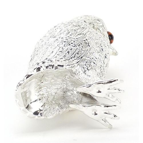 1187 - Large silver plated owl caster, 15cm high