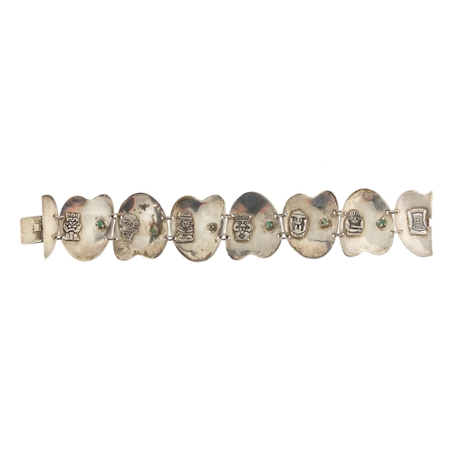 1073 - Tribal interest silver and turquoise bracelet, 20cm in length, 48.0g