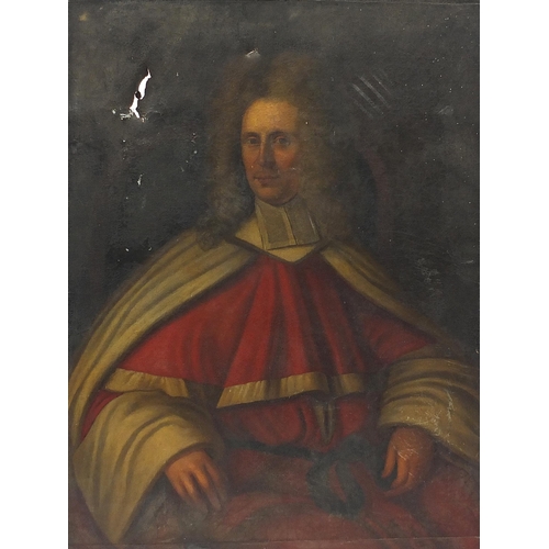 25 - Three quarter length portrait of a cardinal, antique old master oil on canvas, framed, 104cm x 77cm ... 