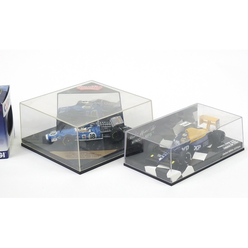 729 - Diecast racing vehicles with case including Minichamps, Corgi and Quartzo