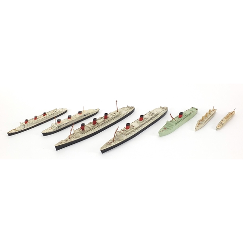 740 - Seven Dinky and Tri-ang diecast metal ships