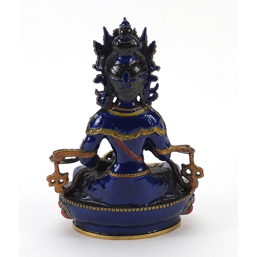 1224 - Chino Tibetan enamelled bronze figure of Buddha, 22.5cm high