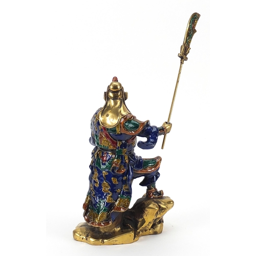 1197 - Chinese enamelled bronze figure of an Emperor, 31.5cm high