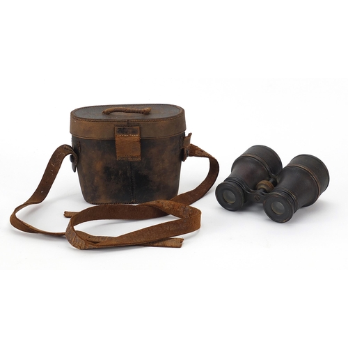 1320 - Pair of military interest Negretti & Zambra binoculars with leather case