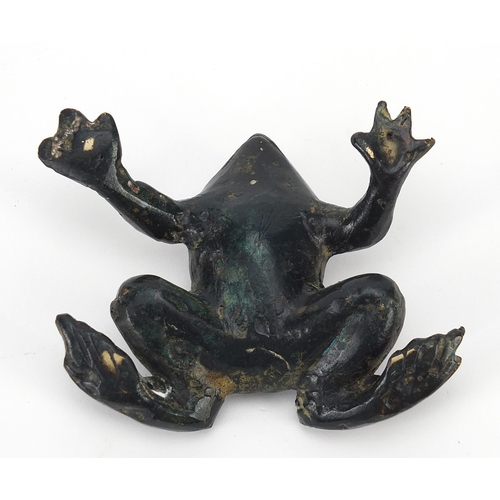 1346 - Japanese bronzed frog, 8cm wide