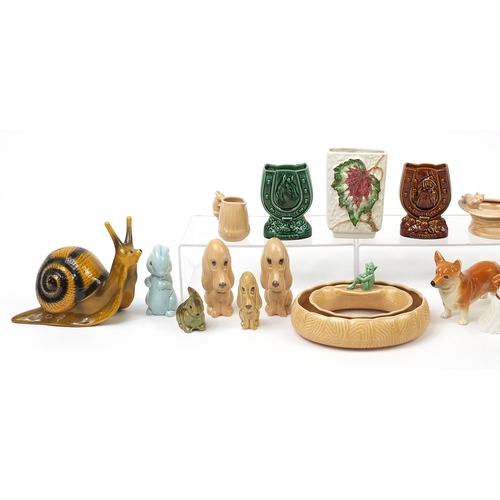 1725 - Sylvac collectable china including horseshoe vases, snail money box and dogs, the largest 23cm in le... 