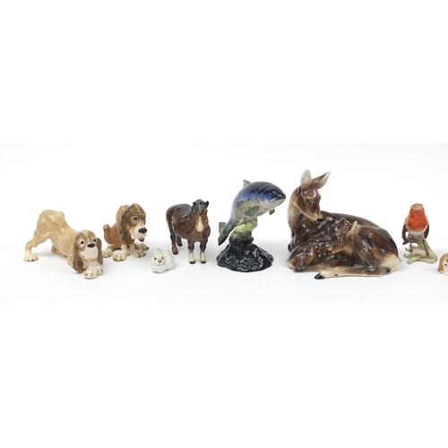 505 - Collectable china animals including a Beswick Atlantic salmon numbered 1233, USSR, Keramis and Beswi... 