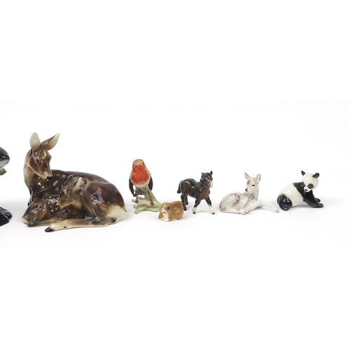 505 - Collectable china animals including a Beswick Atlantic salmon numbered 1233, USSR, Keramis and Beswi... 