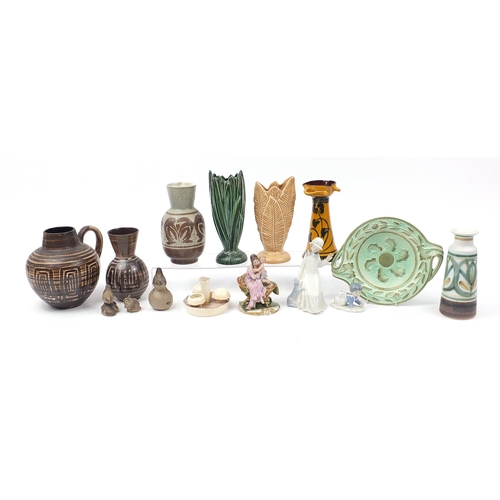 1426 - Collectable china to include Rye vases, Carltonware mushroom cruet set, Poole Pottery animals, Capod... 