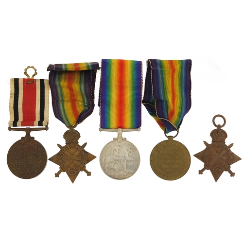 571 - Five British military World War I medals including a Mons Star awarded to 49736GNR.R.OCKWELL.R.F.A. ... 