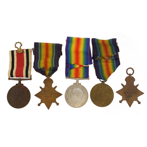 571 - Five British military World War I medals including a Mons Star awarded to 49736GNR.R.OCKWELL.R.F.A. ... 