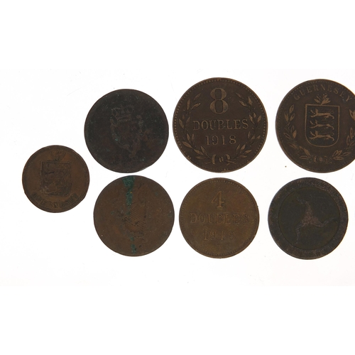 1367 - Group of antique British and world coins including 1918 eight doubles and a 1769 coin