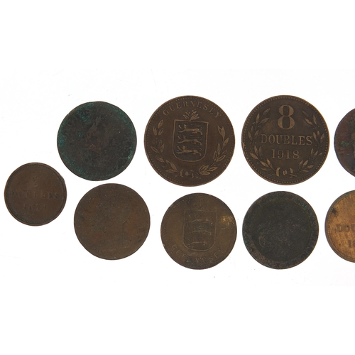 1367 - Group of antique British and world coins including 1918 eight doubles and a 1769 coin