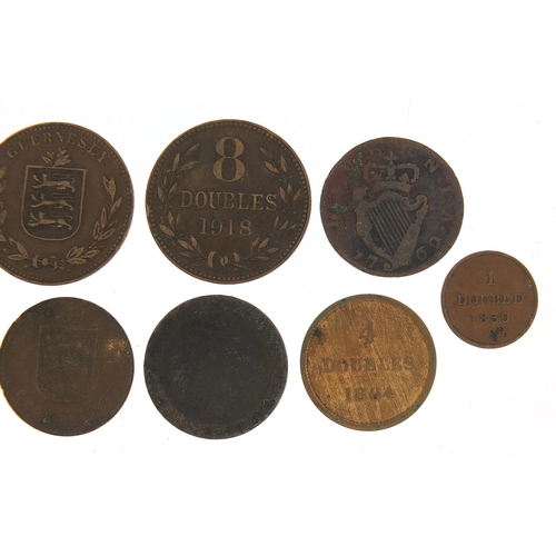 1367 - Group of antique British and world coins including 1918 eight doubles and a 1769 coin