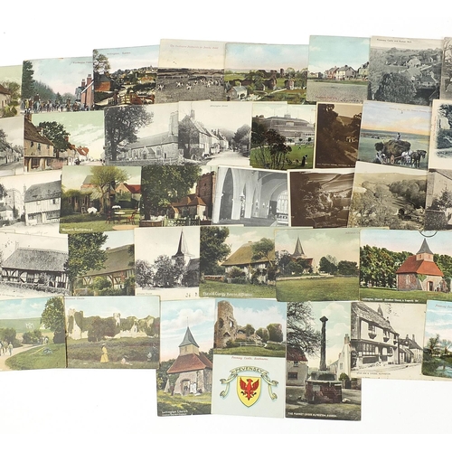 545 - Early local interest Eastbourne and related postcards including Burling Gap Hotel, Pevensey Castle, ... 