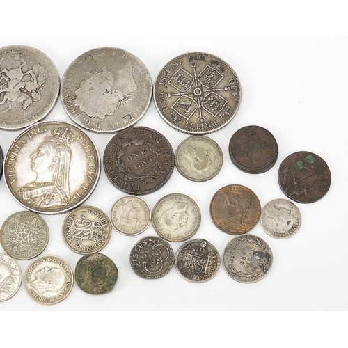 315 - 18th century and later British and world coinage, some silver including five silver crowns and 1829 ... 