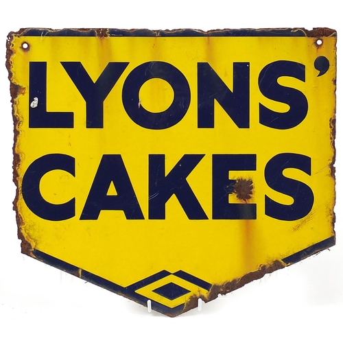 248 - Lyons Cakes advertising enamel sign, 43cm x 39cm