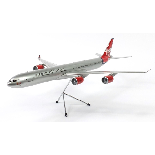 1238 - Air Bus A340-600 Virgin Atlantic model aeroplane, given to the vendor as a retirement gift, 74cm in ... 