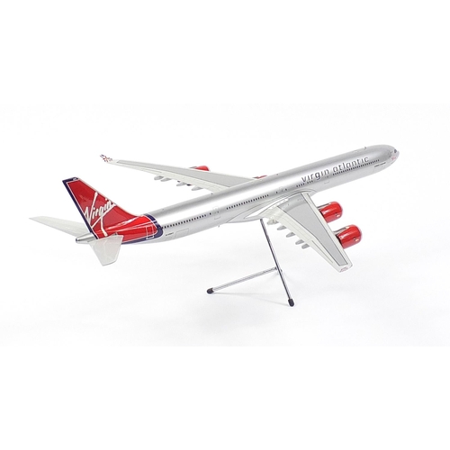 1238 - Air Bus A340-600 Virgin Atlantic model aeroplane, given to the vendor as a retirement gift, 74cm in ... 